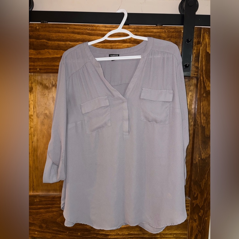 Torrid Women's Light Gray Harper Blouse